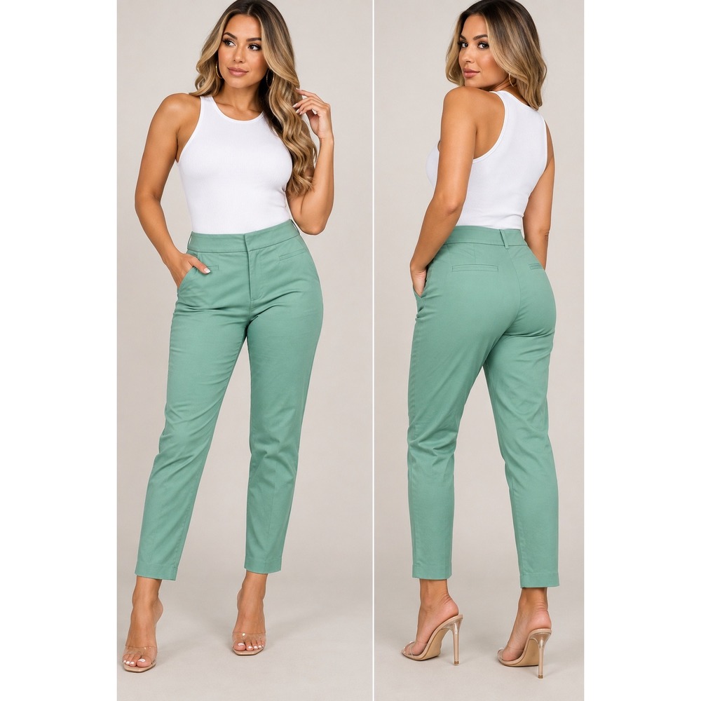 Ann Taylor Factory Petite Mint Green Ankle Pants Slim Tapered Trousers 00P